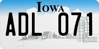 IA license plate ADL071