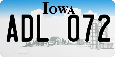 IA license plate ADL072