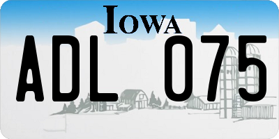 IA license plate ADL075