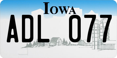 IA license plate ADL077