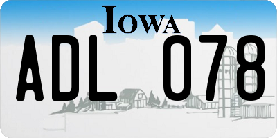 IA license plate ADL078