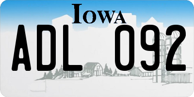IA license plate ADL092