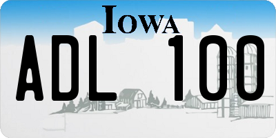 IA license plate ADL100