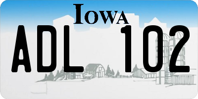 IA license plate ADL102