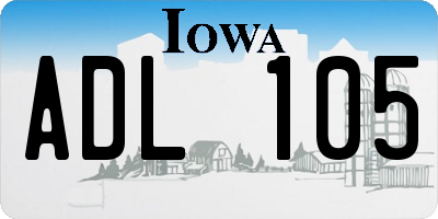 IA license plate ADL105