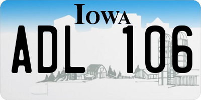 IA license plate ADL106