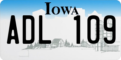 IA license plate ADL109