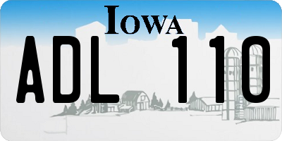 IA license plate ADL110