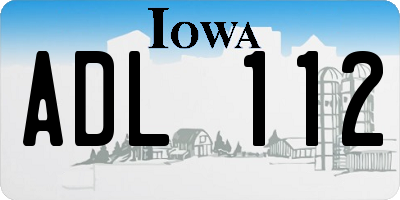 IA license plate ADL112