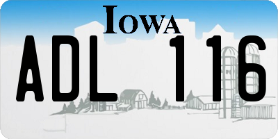 IA license plate ADL116