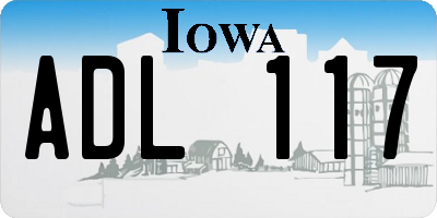 IA license plate ADL117