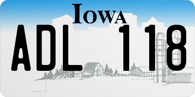 IA license plate ADL118
