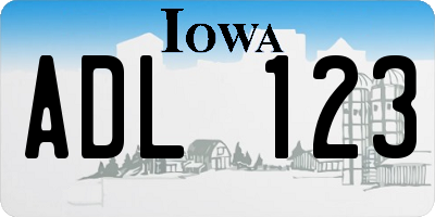 IA license plate ADL123