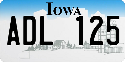 IA license plate ADL125