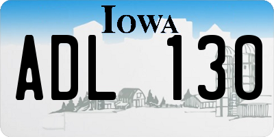 IA license plate ADL130