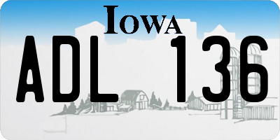 IA license plate ADL136