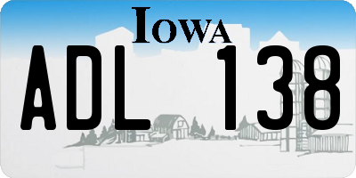 IA license plate ADL138