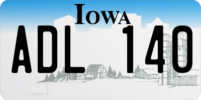 IA license plate ADL140
