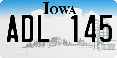 IA license plate ADL145