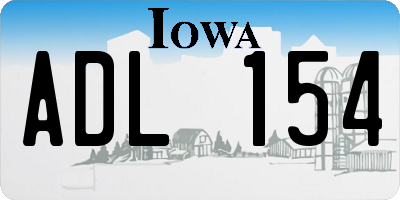 IA license plate ADL154