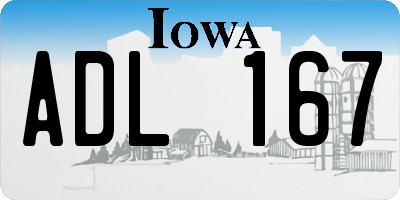 IA license plate ADL167