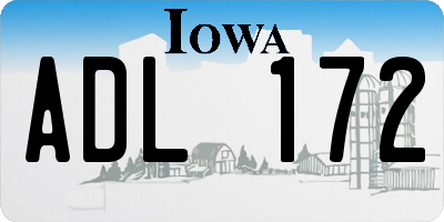 IA license plate ADL172