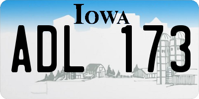 IA license plate ADL173