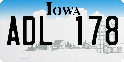 IA license plate ADL178