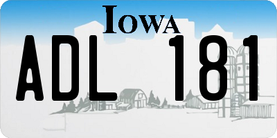 IA license plate ADL181