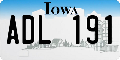 IA license plate ADL191