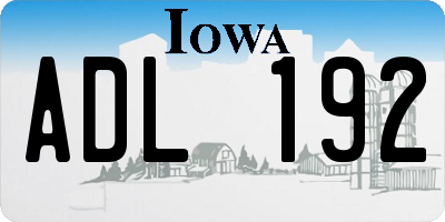 IA license plate ADL192