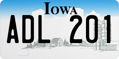 IA license plate ADL201
