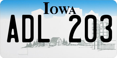 IA license plate ADL203