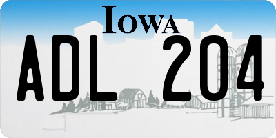 IA license plate ADL204