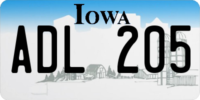 IA license plate ADL205