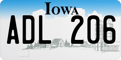 IA license plate ADL206