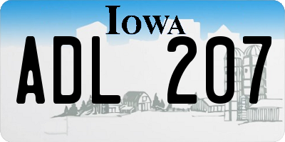 IA license plate ADL207