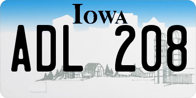 IA license plate ADL208