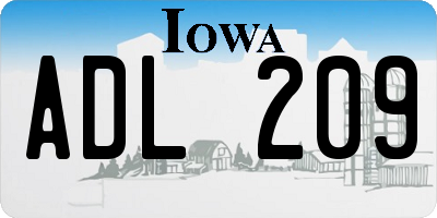 IA license plate ADL209