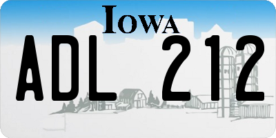 IA license plate ADL212