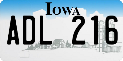IA license plate ADL216