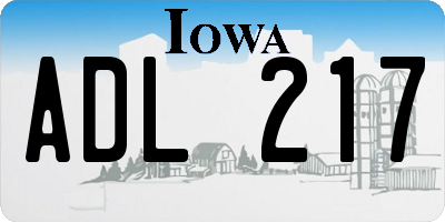 IA license plate ADL217