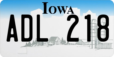 IA license plate ADL218