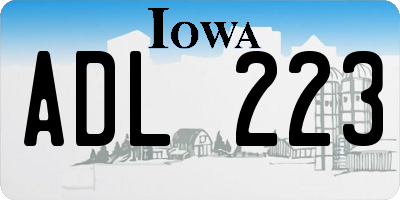 IA license plate ADL223