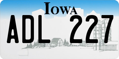 IA license plate ADL227