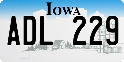 IA license plate ADL229