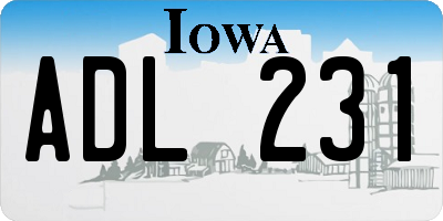IA license plate ADL231