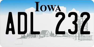 IA license plate ADL232