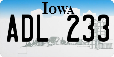 IA license plate ADL233