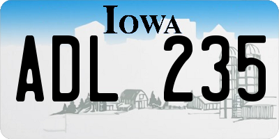 IA license plate ADL235